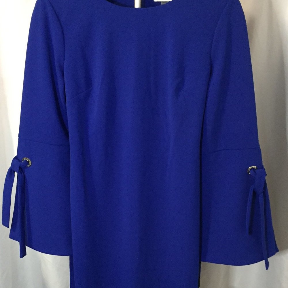 Calvin Klein Royal Blue Bell Sleeve Dress Sz 12